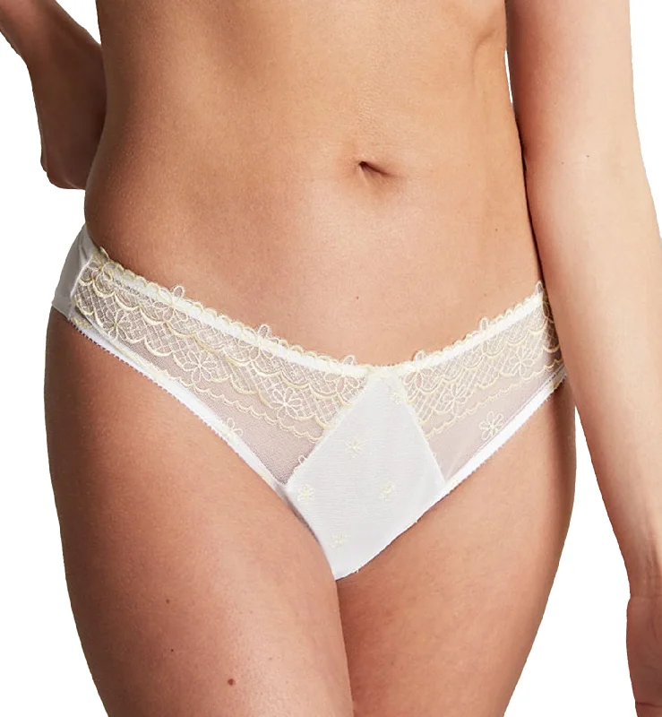 Cleo by Panache Blossom Brazilian Brief (10582) - White/Lemon