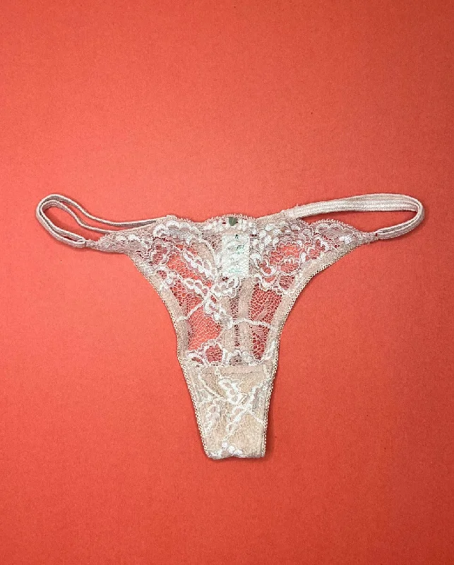 Clo: Fortuna Lace Adjustable String Thong - Rosa Cuarzo