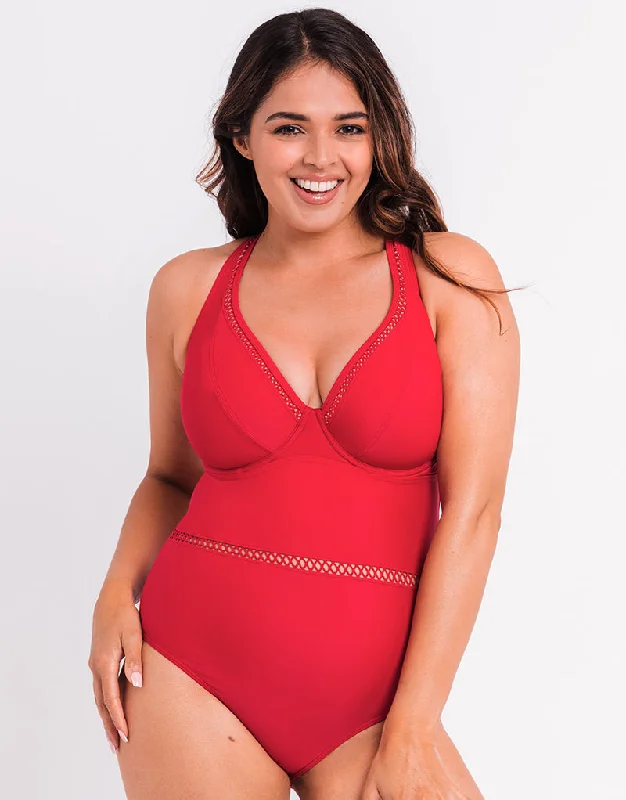 Curvy Kate First Class Multiway Plunge Swimsuit Red