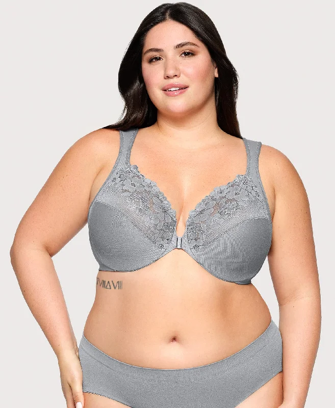 Front-Closure Cotton WonderWire Bra Silver