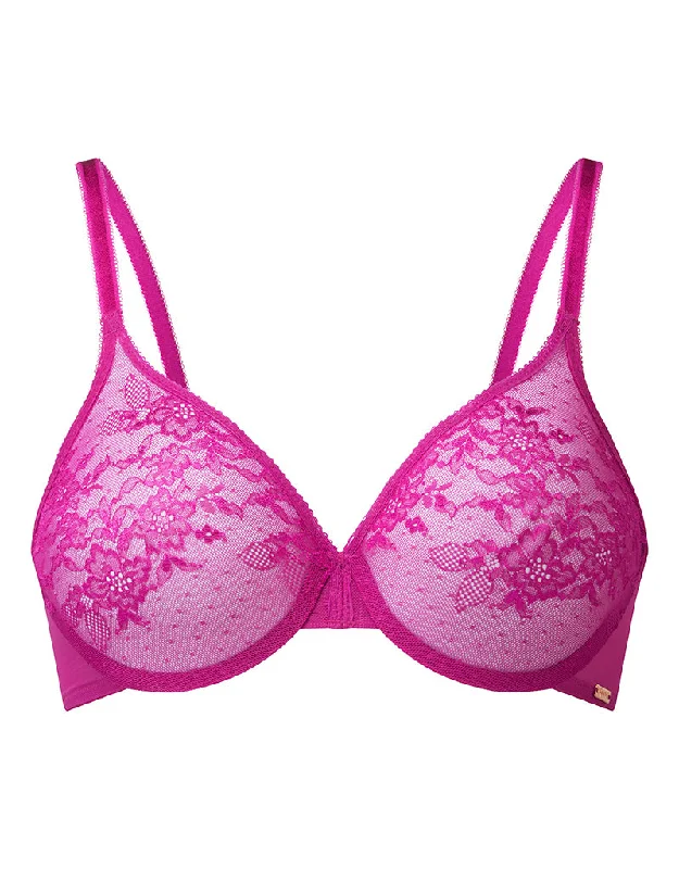 Gossard Glossies Lace Sheer Bra Vivid Fuchsia