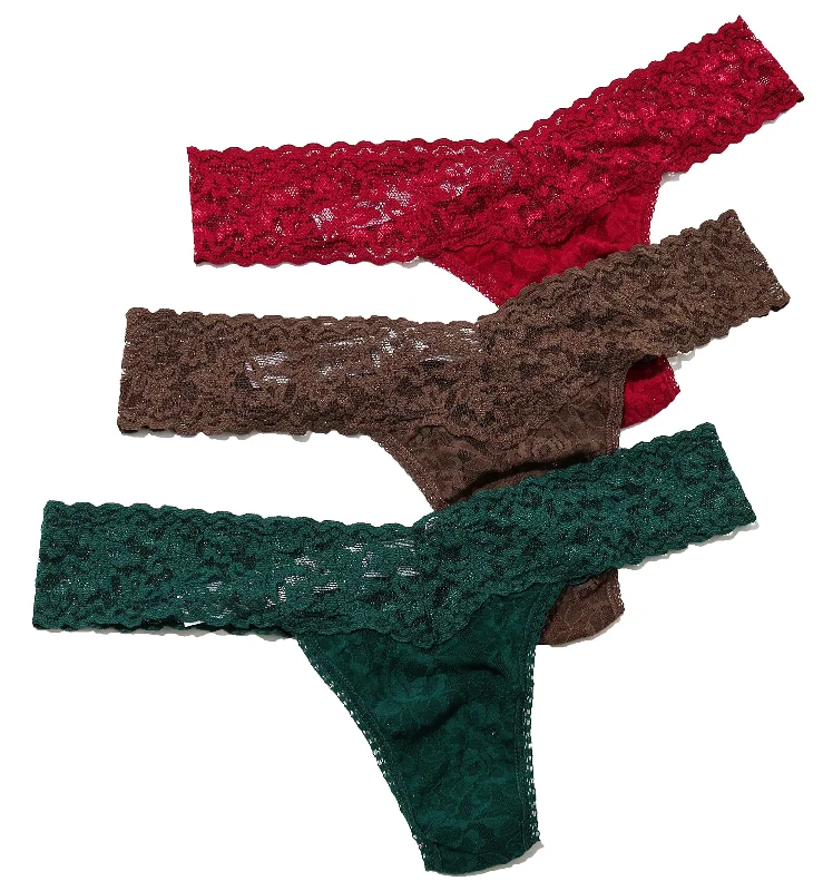 Hanky Panky 3-PACK Signature Lace Low Rise Thong (49113PK) - Camo Garden