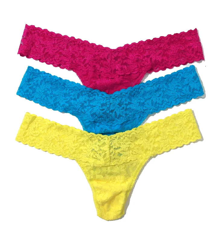 Hanky Panky 3-PACK Signature Lace Low Rise Thong (49113PK) - Still Blooming