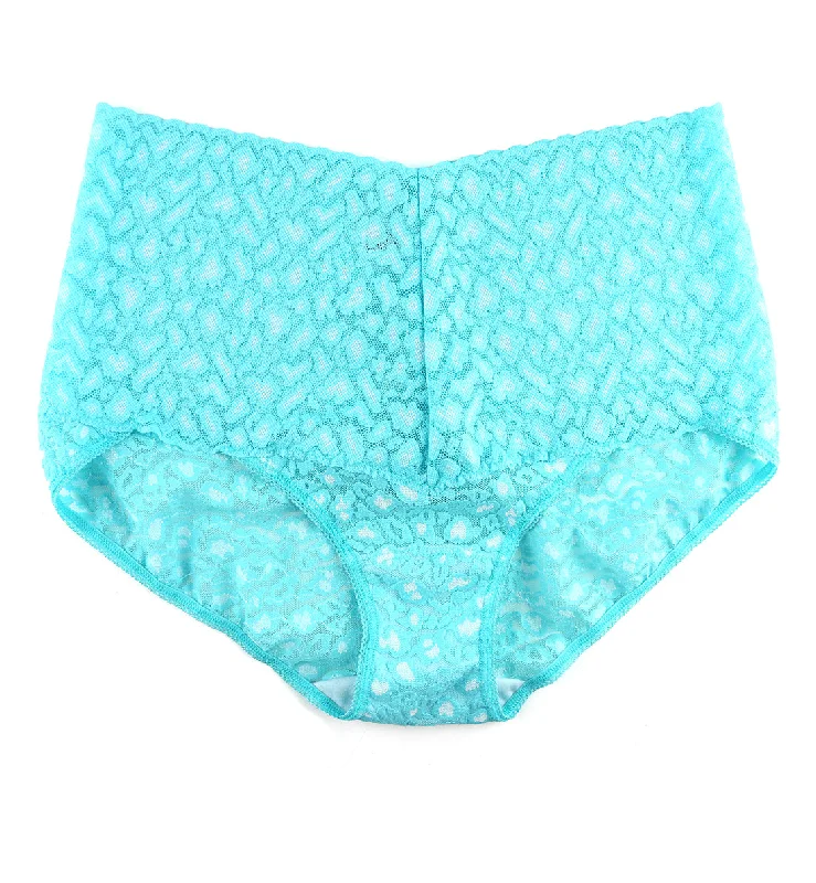 Hanky Panky Cross Dyed Leopard Retro V-kini (7J2121X) - Radiant Turquoise/White