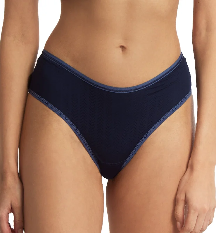 Hanky Panky MoveCalm Hi-Rise Thong (2P1924) - Blackberry Crumble/Waterfall Blue