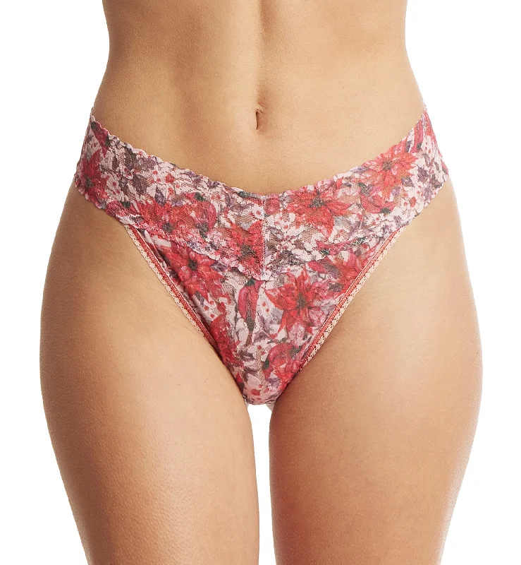 Hanky Panky Signature Lace Printed Original Rise Thong (PR4811P) - Poinsettia