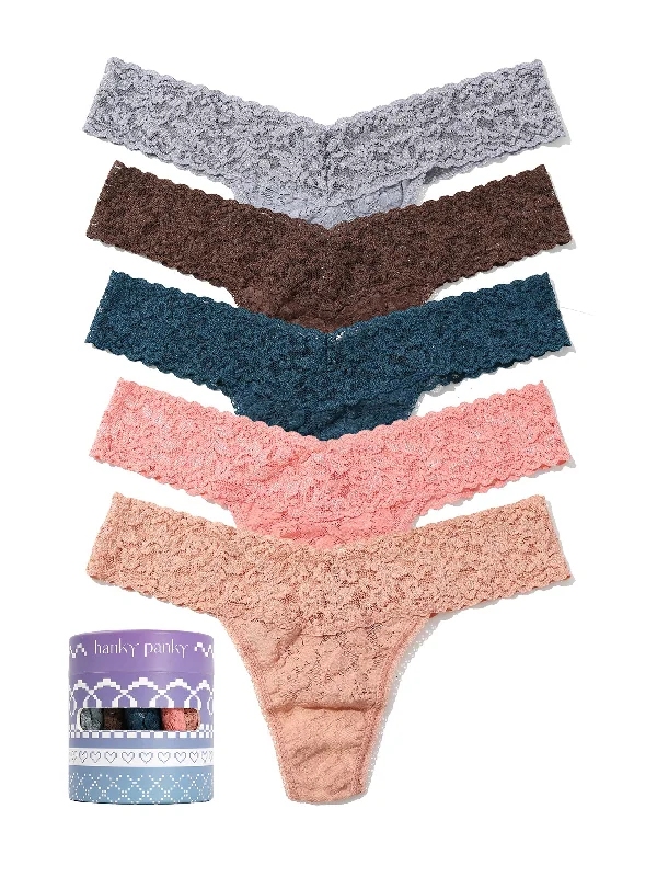 Holiday 5 Pack Signature Lace Low Rise Thong