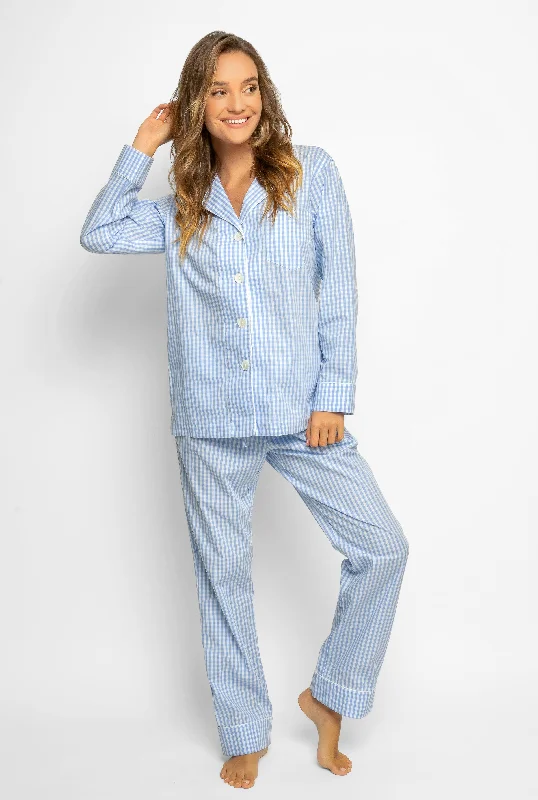 Blue Gingham Cotton Pajamas