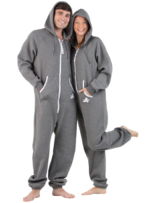 Charcoal Gray Adult Footless Hoodie Onesie