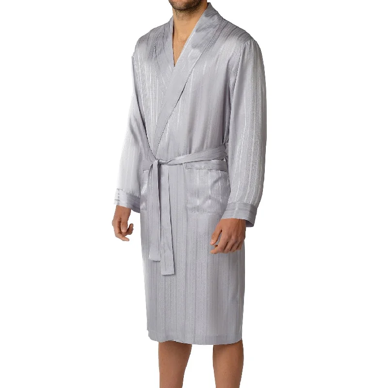 Herringbone Stripe Silk Shawl Robe