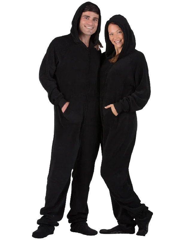 Jet Black Adult Hoodie Chenille Onesie