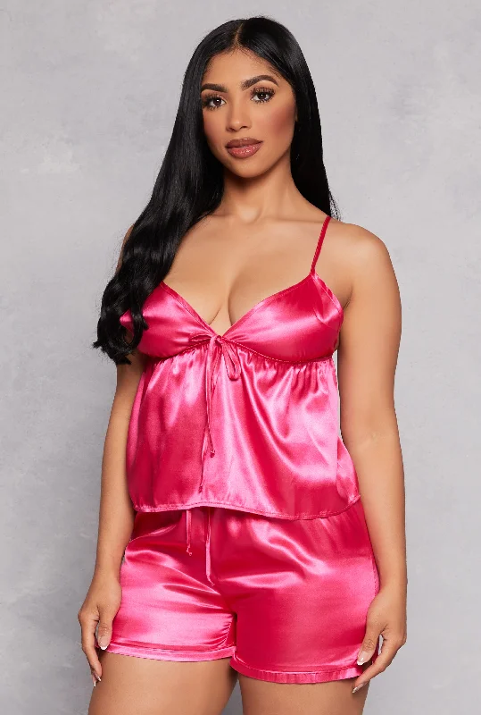 Satin Pajama Babydoll Cami and Shorts