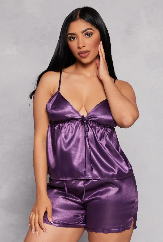 Satin Pajama Babydoll Cami and Shorts