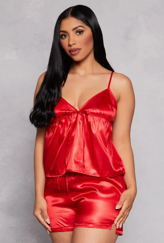 Satin Pajama Babydoll Cami and Shorts