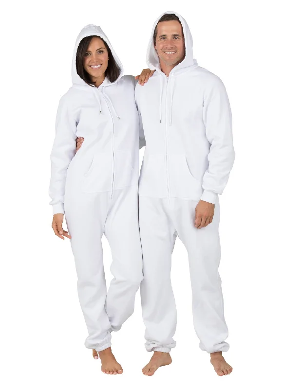 White Frosting Adult Footless Hoodie Onesie